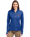 Atlanta Braves City Connect Cutter & Buck Traverse Stretch Eco Quarter Zip Womens Pullover Tour Blue Front Thumbnail Image