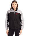 Cincinnati Reds City Connect Cutter & Buck Charter Eco Recycled Womens Anorak Jacket Black/Polished Front Thumbnail Image