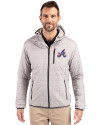 Atlanta Braves City Connect Cutter & Buck Rainier Primaloft Eco Mens Full Zip Hooded Jacket Polished Medium Gray Front Thumbnail Image