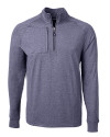 Mannequin Front View of Navy Blue Heather Cutter & Buck Adapt Eco Knit Heather Mens Quarter Zip Pullover Thumbnail Image
