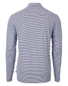 Mannequin back view of a Navy Blue/White Cutter & Buck Virtue Eco Pique Micro Stripe Recycled Mens Quarter Zip Thumbnail Image