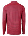 Mannequin back view of a Red/Navy Blue Cutter & Buck Virtue Eco Pique Micro Stripe Recycled Mens Quarter Zip Thumbnail Image