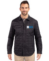 BIG 10 Conference Cutter & Buck Rainier PrimaLoft® Mens Eco Insulated Quilted Shirt Jacket Black Front Thumbnail Image
