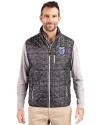 PAC-12 Conference Cutter & Buck Rainier PrimaLoft® Mens Eco Insulated Full Zip Printed Puffer Vest Black Front Thumbnail Image