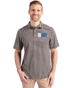 BIG 10 Conference Cutter & Buck Virtue Eco Pique Stripe Recycled Mens Big and Tall Polo Black Front Thumbnail Image