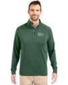 View image 7: The Ivy League Cutter & Buck Adapt Recycled Soft Knit Stretch  Mens Quarter Zip Pullover Hunter Green Front