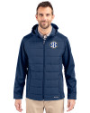 SEC Conference Cutter & Buck Evoke Hybrid Eco Softshell Recycled Full Zip Mens Big & Tall Hooded Jacket Navy Blue Front Thumbnail Image