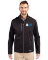 BIG 10 Conference Cutter & Buck Evoke Softshell Recycled Full Zip Mens Jacket Black Front Thumbnail Image