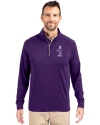 Kansas State Wildcats Wabash Vintage Cutter & Buck Adapt Eco Knit Stretch Recycled Mens Quarter Zip Pullover College Purple Front Thumbnail Image