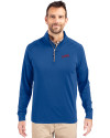 SMU Mustangs College Vault Cutter & Buck Adapt Eco Knit Stretch Recycled Mens Quarter Zip Pullover Tour Blue Front Thumbnail Image
