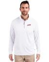 SMU Mustangs College Vault Cutter & Buck Adapt Eco Knit Stretch Recycled Mens Quarter Zip Pullover White Front Thumbnail Image