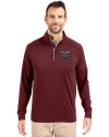 Texas A and M Aggies College Vault Cutter & Buck Adapt Eco Knit Stretch Recycled Mens Quarter Zip Pullover Bordeaux Front Thumbnail Image