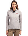 SMU Mustangs College Vault Cutter & Buck Adapt Eco Knit Hybrid Recycled Womens Full Zip Jacket Polished Medium Gray Front Thumbnail Image
