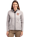 Texas Longhorns College Vault Cutter & Buck Adapt Eco Knit Hybrid Recycled Womens Full Zip Jacket Polished Medium Gray Front Thumbnail Image