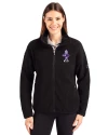 Kansas State Wildcats Wabash Vintage Cutter & Buck Cascade Eco Fleece Womens Full Zip Jacket Black Front Thumbnail Image