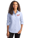 Dayton Flyers College Vault Cutter & Buck Stretch Oxford Womens Long Sleeve Dress Shirt Light Blue Front Thumbnail Image