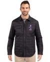 Kansas State Wildcats Wabash Vintage Cutter & Buck Rainier PrimaLoft® Mens Big and Tall Eco Insulated Quilted Shirt Jacket Black Front Thumbnail Image