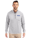 Montana State Bobcats College Vault Cutter & Buck Adapt Eco Knit Heather Mens Quarter Zip Pullover Polished Heather Front Thumbnail Image
