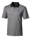 Kansas State Wildcats Wabash Vintage Cutter & Buck Forge Tonal Stripe Stretch Mens Big and Tall Polo Black Mannequin Thumbnail Image