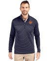 Syracuse Orange College Vault Cutter & Buck Traverse Stretch Eco Stripe Quarter Zip Mens Pullover Liberty Navy Front Thumbnail Image