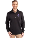 Kansas State Wildcats Wabash Vintage Cutter & Buck Traverse Stretch Eco Quarter Zip Mens Big and Tall Pullover Black Front Thumbnail Image