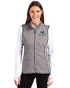 Citadel Bulldogs Vintage Cutter & Buck Mainsail Sweater Knit Womens Full Zip Vest Polished Heather Front Thumbnail Image