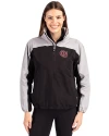 Oklahoma Sooners Vintage Cutter & Buck Charter Eco Recycled Womens Anorak Jacket Black/Polished Front Thumbnail Image