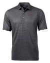 View image 3: SMU Mustangs College Vault Cutter & Buck Pike Banner Print Stretch Mens Polo Black Mannequin