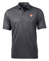 Texas Longhorns College Vault Cutter & Buck Pike Banner Print Stretch Mens Polo Black Mannequin Thumbnail Image