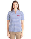 SMU Mustangs College Vault Cutter & Buck Virtue Eco Pique Stripe Recycled Womens Top Tour Blue Front Thumbnail Image