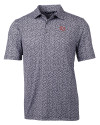 Oklahoma Sooners Vintage Cutter & Buck Pike Magnolia Print Stretch Mens Polo Black/Polished Mannequin Thumbnail Image
