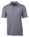 Texas Longhorns College Vault Cutter & Buck Pike Magnolia Print Stretch Mens Polo Black/Polished Mannequin Thumbnail Image
