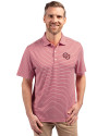 Oklahoma Sooners Vintage Cutter & Buck Forge Eco Double Stripe Stretch Recycled Mens Polo Cardinal Red/White Front Thumbnail Image