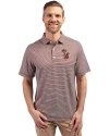 Minnesota Golden Gophers College Vault Cutter & Buck Forge Eco Double Stripe Stretch Recycled Mens Polo Bordeaux/White Front Thumbnail Image