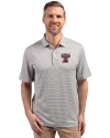 Texas A and M Aggies College Vault Cutter & Buck Forge Eco Double Stripe Stretch Recycled Mens Polo Polished/White Front Thumbnail Image