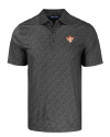 Texas Longhorns College Vault Cutter & Buck Pike Eco Pebble Print Stretch Recycled Mens Polo Black Mannequin Thumbnail Image