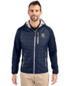 North Carolina Tar Heels College Vault Cutter & Buck Rainier Primaloft Mens Eco Full Zip Hybrid Jacket Dark Navy Front Thumbnail Image