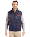 Dayton Flyers College Vault Cutter & Buck Rainier PrimaLoft® Mens Big and Tall Eco Insulated Full Zip Puffer Vest Dark Navy/Silver Front Thumbnail Image