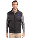 Kansas State Wildcats Wabash Vintage Cutter & Buck Stealth Hybrid Quilted Mens Big and Tall Full Zip Windbreaker Jacket Black Front Thumbnail Image