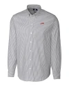 SMU Mustangs College Vault Cutter & Buck Stretch Oxford Stripe Mens Long Sleeve Dress Shirt Charcoal Mannequin Thumbnail Image