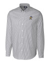 ETSU Buccaneers College Vault Cutter & Buck Stretch Oxford Stripe Mens Long Sleeve Dress Shirt Charcoal Mannequin Thumbnail Image