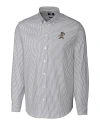 ETSU Buccaneers College Vault Cutter & Buck Stretch Oxford Stripe Mens Long Sleeve Dress Shirt Charcoal Mannequin Thumbnail Image
