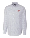 Dayton Flyers College Vault Cutter & Buck Stretch Oxford Stripe Mens Long Sleeve Dress Shirt Light Blue Mannequin Thumbnail Image