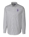 Kansas State Wildcats Wabash Vintage Cutter & Buck Stretch Oxford Stripe Mens Long Sleeve Dress Shirt Charcoal Mannequin Thumbnail Image