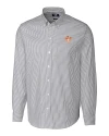 Texas Longhorns College Vault Cutter & Buck Stretch Oxford Stripe Mens Long Sleeve Dress Shirt Charcoal Mannequin Thumbnail Image