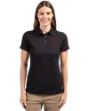 SMU Mustangs College Vault Cutter & Buck Advantage Eco Tri-Blend Pique Womens Polo Black Front Thumbnail Image