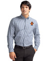Syracuse Orange College Vault Cutter & Buck Easy Care Stretch Gingham Mens Long Sleeve Dress Shirt Liberty Navy Front Thumbnail Image