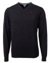 SMU Mustangs College Vault Cutter & Buck Lakemont Tri-Blend Mens V-Neck Pullover Sweater Black Mannequin Thumbnail Image
