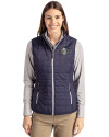 North Carolina Tar Heels College Vault Cutter & Buck Rainier PrimaLoft® Womens Eco Insulated Full Zip Puffer Vest Dark Navy/Silver Front Thumbnail Image