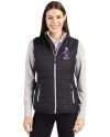Kansas State Wildcats Wabash Vintage Cutter & Buck Rainier PrimaLoft® Womens Eco Insulated Full Zip Puffer Vest Black Front Thumbnail Image